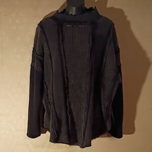 RAK Boutique Black Long Sleeve Top. Mixed Textures. Size Medium.